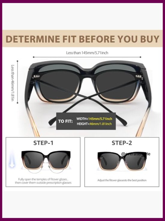 Polarized Fit Over Glasses Sunglasses, UV400 Protection, Square Frame